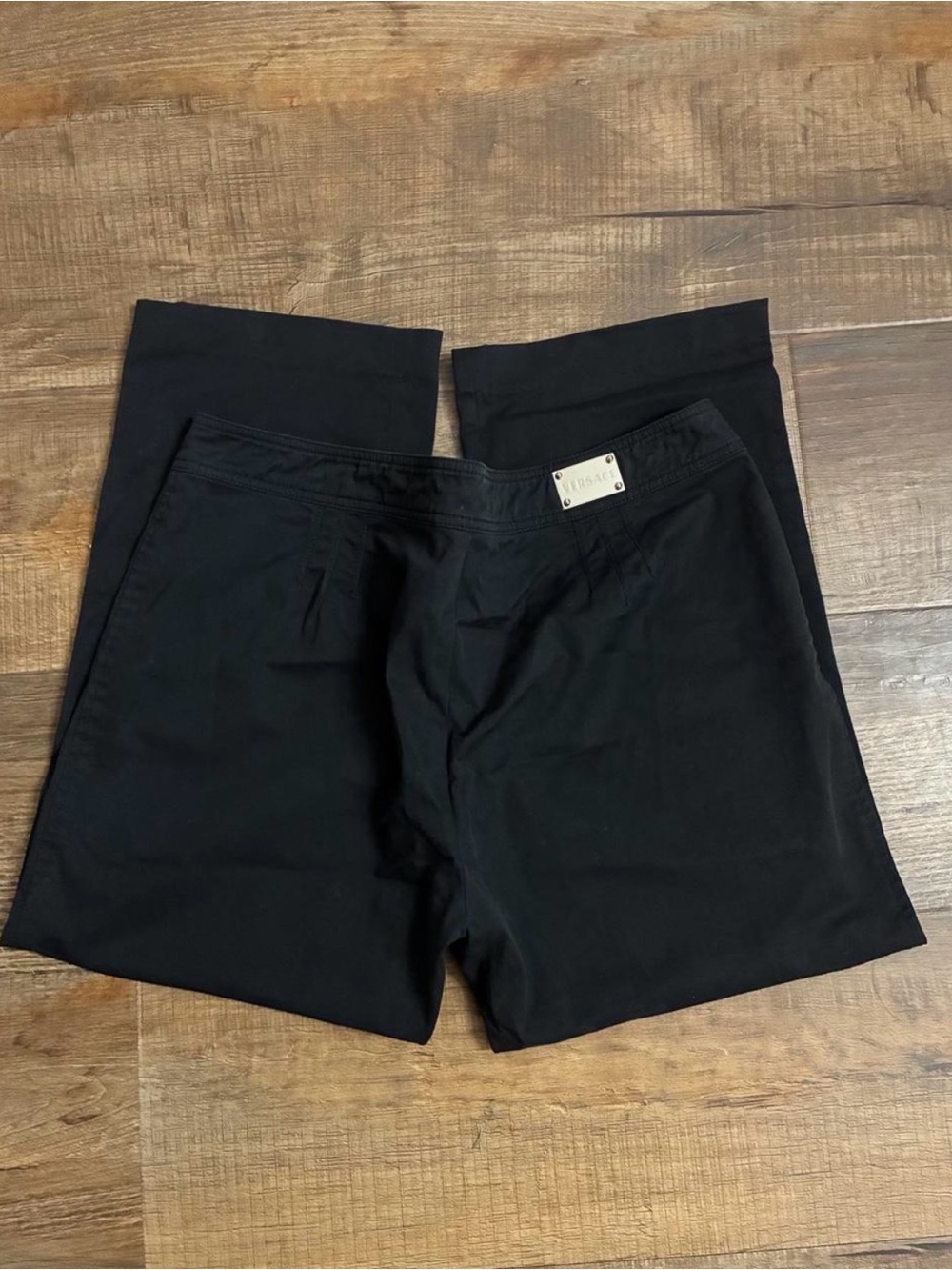 Versace Black Women's Capris with Logo Plaque